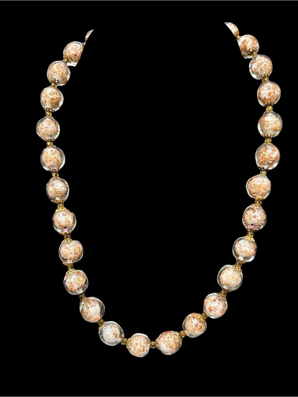 Vintage Venetian Glass Sommerso Bead Necklace - Picture 2 of 5